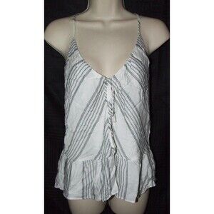 DEVLIN White Print Sz Medium Casual Wear Sleeveless Lined Summer Sun Shirt